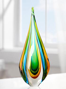 琉璃工艺礼品摆饰轻奢现代水晶花瓶摆件客厅玄关酒柜博古架聚财装