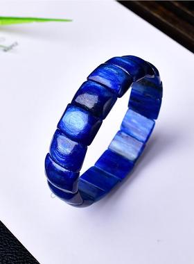 然洲蓝晶石石手排MFG蓝色宝石原猫眼效应冰透体天顺澳发水润深蓝