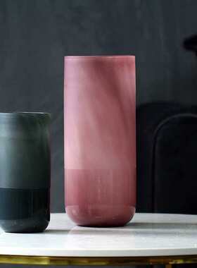 碧轩喷砂彩色玻璃花瓶现代简约工艺家居软装设计师田园风格新款