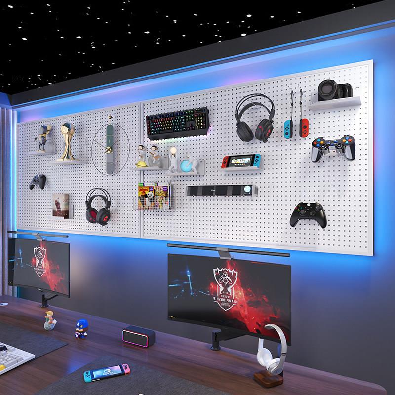 E-sports hole board custom room decoration storage rack computer desk background study wall hanging board storage display rack