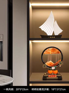 高档年关年有余新中式酒柜摆件办室客厅玄电视工柜锦鲤艺装饰品礼