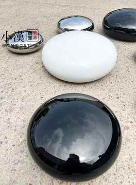 不锈钢水滴鹅卵石头雕塑镜面墙面水池景观软装饰售楼处落地摆件圆