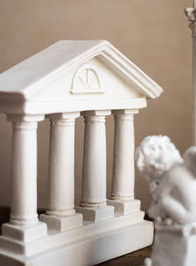 JK慕空间 欧式建筑雕塑书房家居装饰品样板间软装罗马柱摄影道具