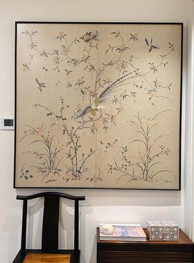 宋代美学花鸟小众艺术客厅装饰画红色系抽象艺术壁画玄关走廊挂画