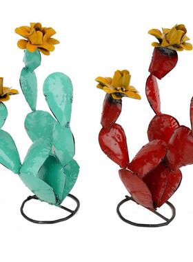 跨境庭190亚马逊金属铁艺仙人掌 七彩仙人掌摆花园件院装饰金属