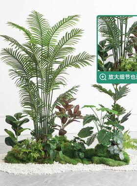 彷真假绿植植物景观造景彷真树假树装饰室内楼梯下拐角造景组合