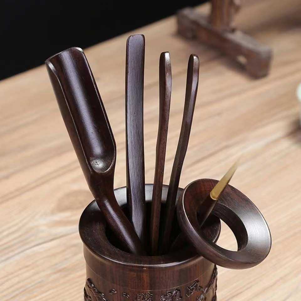 黑檀花梨实木茶道六君子笔桶茶具配件雕刻八骏茶桶夹勺拨功夫茶具,淘宝优惠券,粉丝福利购,淘宝优惠卷