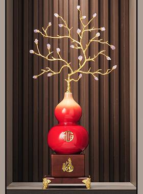 青花瓷招财葫芦摆件入户玄关装饰品高档大气客厅过道乔迁新居礼品