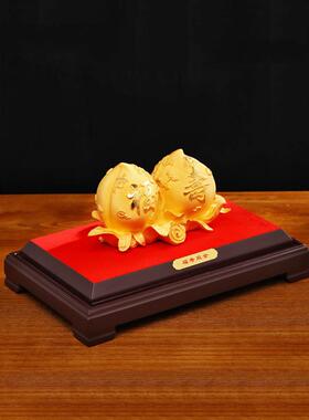 福寿双全寿桃摆件工艺品老人高档祝寿贺礼长辈生日八十大寿礼物