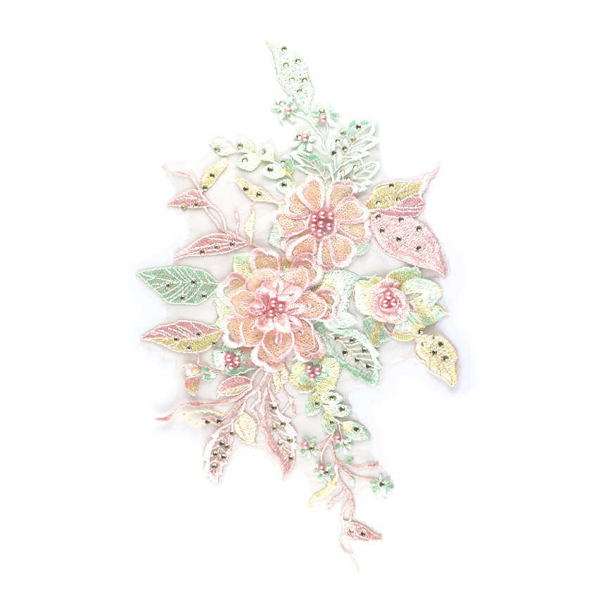 重工绣花婚纱布贴手工刺绣贴花立体花瓣钉珠欧根网纱补丁韩风,淘宝优惠券,粉丝福利购,淘宝优惠卷