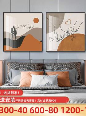 网红北欧风卧室饰卧画莫兰迪装床壁画房主挂画客厅婚挂画房头间床