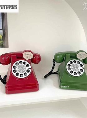 玩具小电话机儿童摄影仿真复古怀旧老式座机道具储蓄存钱罐摆件