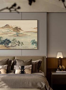 宋式美学山水中式复古艺术感挂画中古风客厅背景墙装饰画湖山春暖