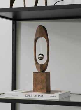 中古侘寂风金属摆球装饰品摆件样板间售楼处书房写字桌书柜装饰品