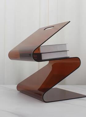 现代简约创意亚克力书架书夹样板房售楼处桌面茶几电视柜收纳架