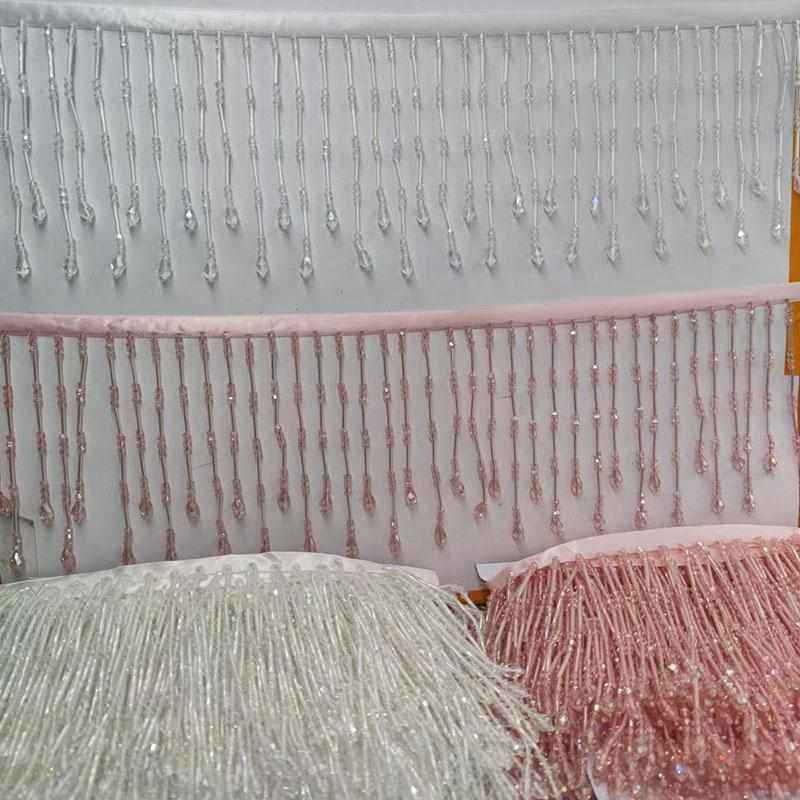 10CM长短吊粉色白色水晶珠帘吊珠流苏花边,淘宝优惠券,粉丝福利购,淘宝优惠卷