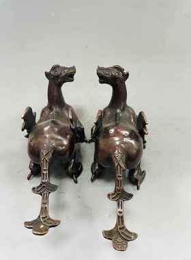 黄铜貔貅怪兽一对 走路貔貅摆件 铜飞天怪兽工艺品礼品摆件