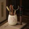 Ceramic beige Ru kiln tea ceremony Six gentlemen Kung Fu tea sets accessories tea brewing tools tea knife tea clip tea brush spoon
