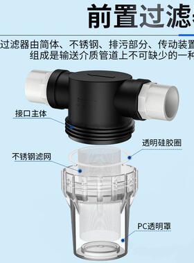 PVC水管塑料管过滤器泥沙青苔去杂质养殖农场202532管不锈钢滤网