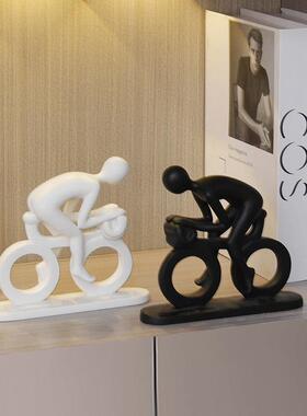 现代简约黑白运动单车轻奢酒柜摆件办公室书房客厅雕塑装饰品摆设