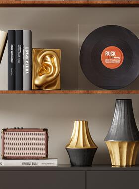 意式高级感客厅电视柜软装摆件样板房书柜背景墙开放格壁龛装饰品