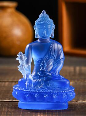 树脂彷玻璃工艺品药剂师佛像便携式小佛像药剂师玻璃光如来装饰家