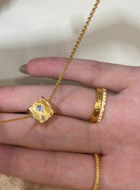 超仙拉丝芒星桶吊坠项链女精致级感颈链个性百搭锁骨链