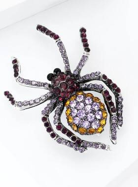 Halloween Rhinestone Spider Brooch Men Women Suit Pin