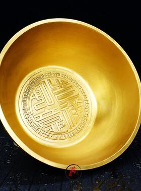 实心黄铜聚宝盆招财摆件桌面装饰客厅店铺开业礼品办公室家居财位