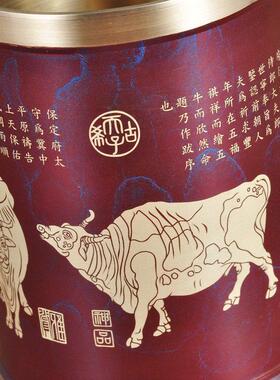 铜五牛笔筒摆件招财书房笔筒办公室笔筒创意桌面笔筒商务礼品