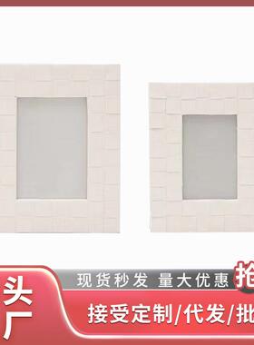 海阁现代轻奢样板房皮质相框摆件金属像框摆台客厅卧室装饰品