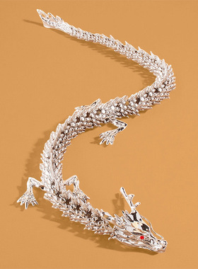 活动关节2024龙年黄铜品摆件立体过年个性客厅办公室龙饰品