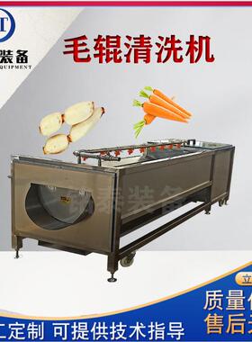 马铃薯毛辊清洗去皮机毛桃去毛清洗设备全自动葛根毛刷清洗机