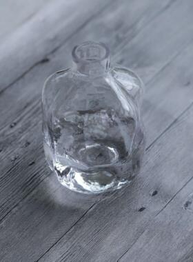 现代简约小口水波纹透明玻璃花瓶客厅餐桌水培仿真花装饰花瓶