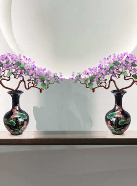 天然紫水晶新中式家居客厅电视柜玄关博古架装饰工艺品轻奢摆件