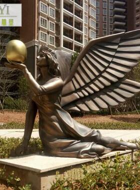 欧式铜天使 黄铜天使雕像 铜小孩灯人花园装饰雕塑