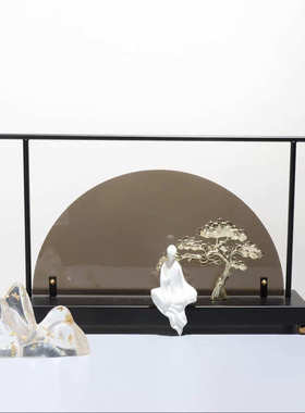 新中式禅意装饰摆件样板间售楼处书房玄关柜酒店别墅酒柜软装饰品