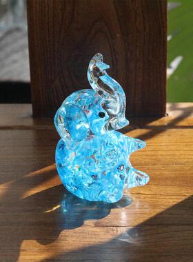 北欧风格玻璃大象手工琉璃艺术品家居装饰动物摆件创意吉象小礼物