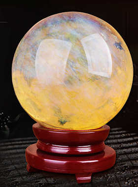 球摆件球水晶球熔炼摆件黄水晶居家黄水晶直销熔炼天然办公室家居