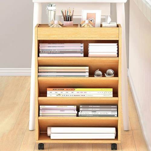 可移动书架书桌旁桌面侧边书柜图书学习用品放置架书桌收纳置物架 - 图1