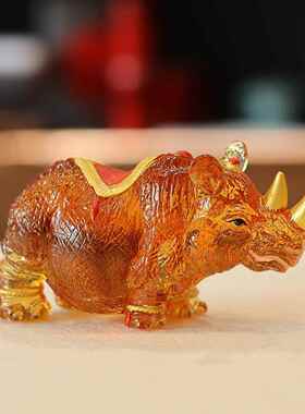 正品釉创面犀牛桌饰品办公室面体财富风水镇屋现代新中国风礼品立