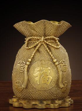 善品罐黄铜存钱福袋摆件黄铜聚宝金黄袋J02031家居办公盆礼品厂家