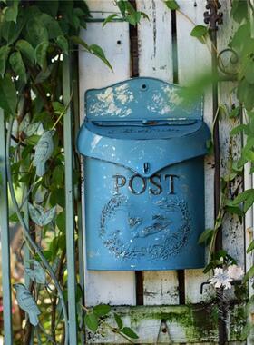 美式复金古属壁挂信报箱创意客厅庭院别复古信箱墅户信外箱装饰品