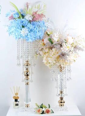 道具主桌花架子桌婚礼铁艺酒店婚庆布置花器装饰摆件水晶珠帘堂