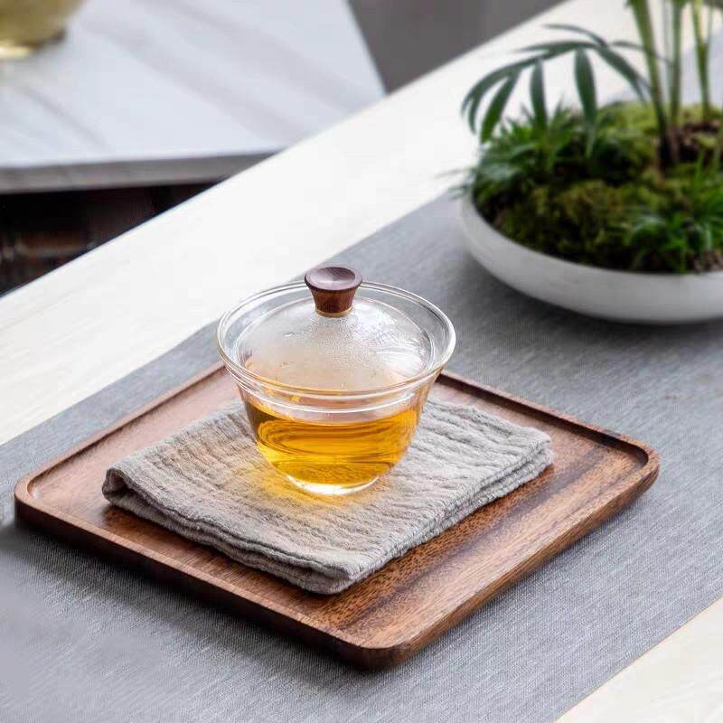 Walnut tea tray dry brewing table household simple tea table rectangular storage tea tray Kung Fu tea set AI