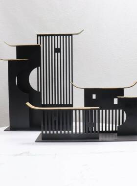 新中创意金摆房件家居客UCI厅书办公桌博古架装饰式合品置物架摆