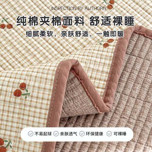双面纯棉全棉床盖单件夏季2025新款不移位夹棉床单三件套四季通用 - 图0