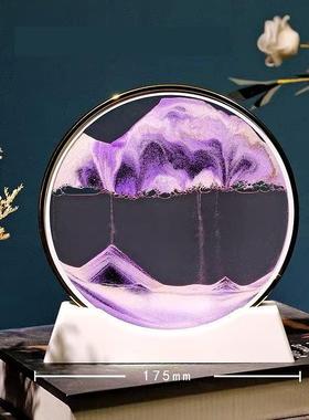 创意流沙画摆件3D金边玻璃沙漏玄关办公室装饰送女友轻奢毕业礼品