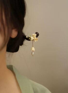 木簪新中式簪子清冷感 黑檀木发簪女高级感铃兰气质 盘发简约发钗