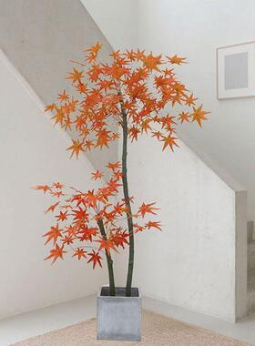 新款仿真绿植仿生枫叶客厅大型室内盆栽摆件装饰红枫树假植物组合